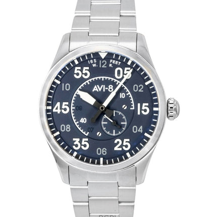 AVI-8 Spitfire Type 300 Rustfrit Stål Sky Gauge Blå Skive Automatisk AV-4147-11 Herreur