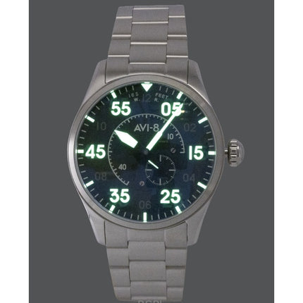 AVI-8 Spitfire Type 300 Rustfrit Stål Sky Gauge Blå Skive Automatisk AV-4147-11 Herreur