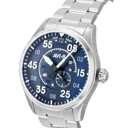 AVI-8 Spitfire Type 300 Rustfrit Stål Sky Gauge Blå Skive Automatisk AV-4147-11 Herreur