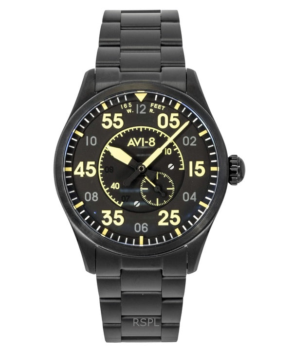 AVI 8 Spitfire Type 300 Eclipse Display Rustfrit Stål Sort Skive Automatisk AV-4147-44 Herreur