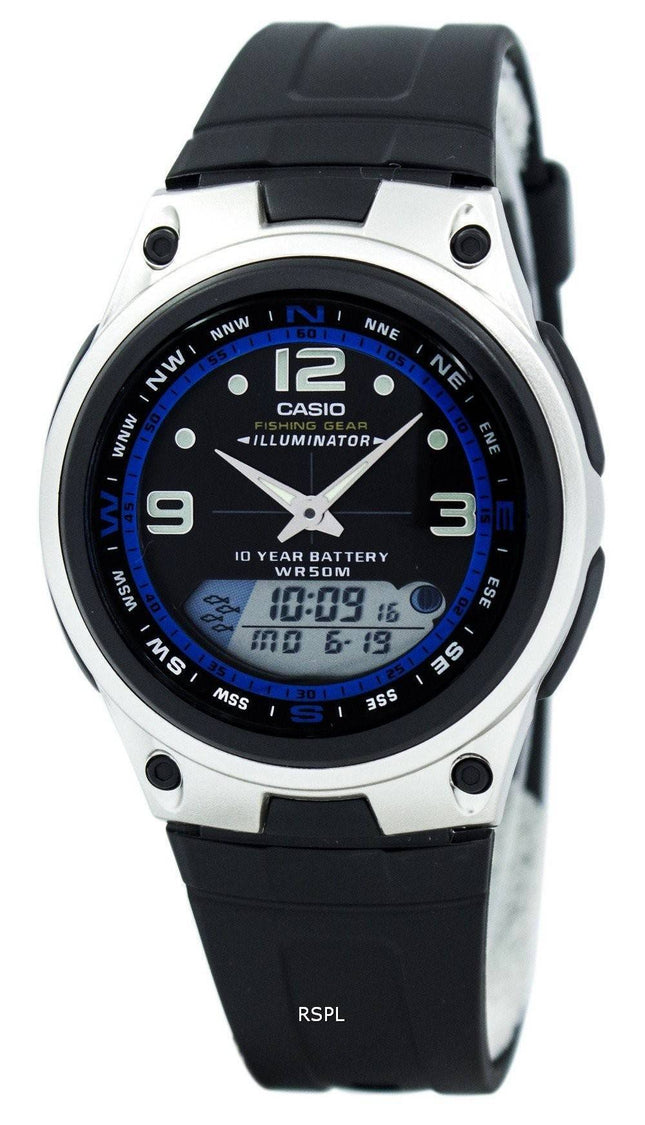 Casio Analog Digital ud Gear fiskeri Illuminator AW-82-1AVDF AW-82-1AV Herreur