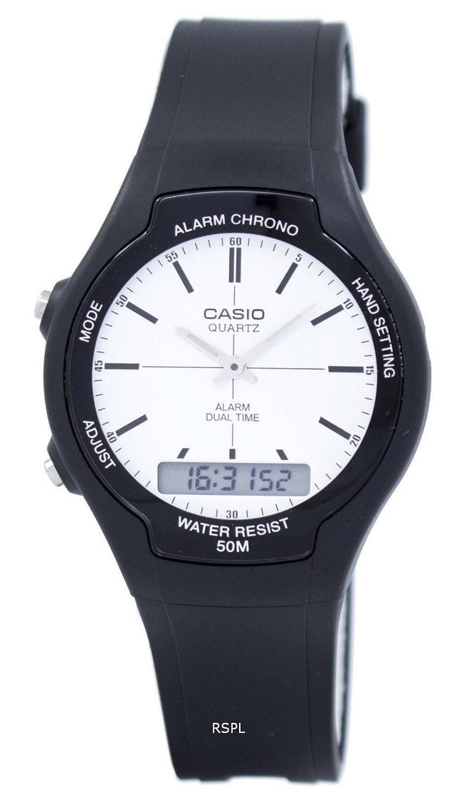 Casio Dual tid Alarm kvarts Analog Digital AW - 90H - 7EV AW90H - 7EV Herreur