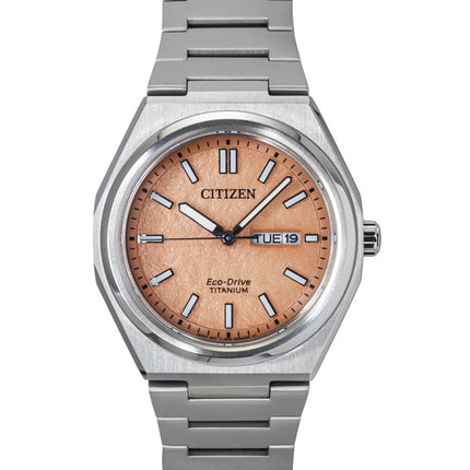 Citizen Zenshin Super Titanium Salmon Dial Eco-Drive AW0130-85Z 100M Herreur