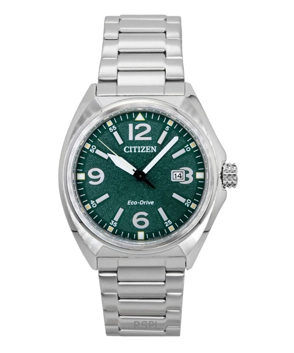 Citizen Eco-Drive rustfrit stål grøn urskive AW1571-76X 100M herreur