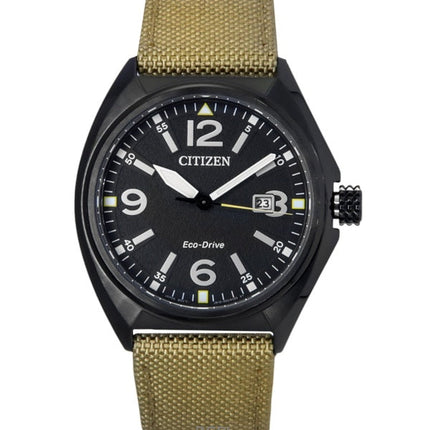Citizen Eco-Drive grøn nylonrem sort urskive AW1575-08E 100M herreur