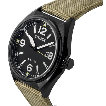 Citizen Eco-Drive grøn nylonrem sort urskive AW1575-08E 100M herreur