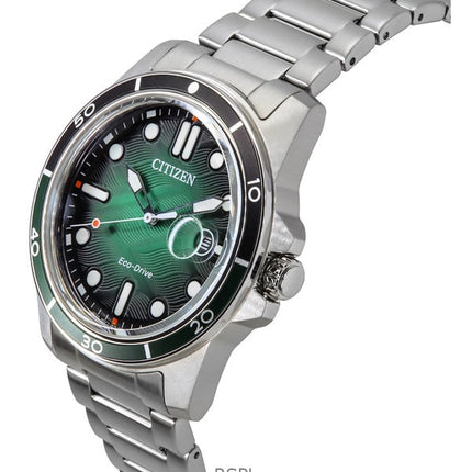 Citizen Marine Eco-Drive rustfrit stål grøn skive AW1811-82X 100M herreur