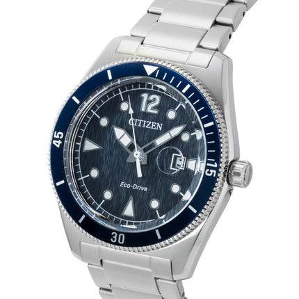 Citizen Eco-Drive rustfrit stål blå urskive solcelle AW1881-52L 100M herreur