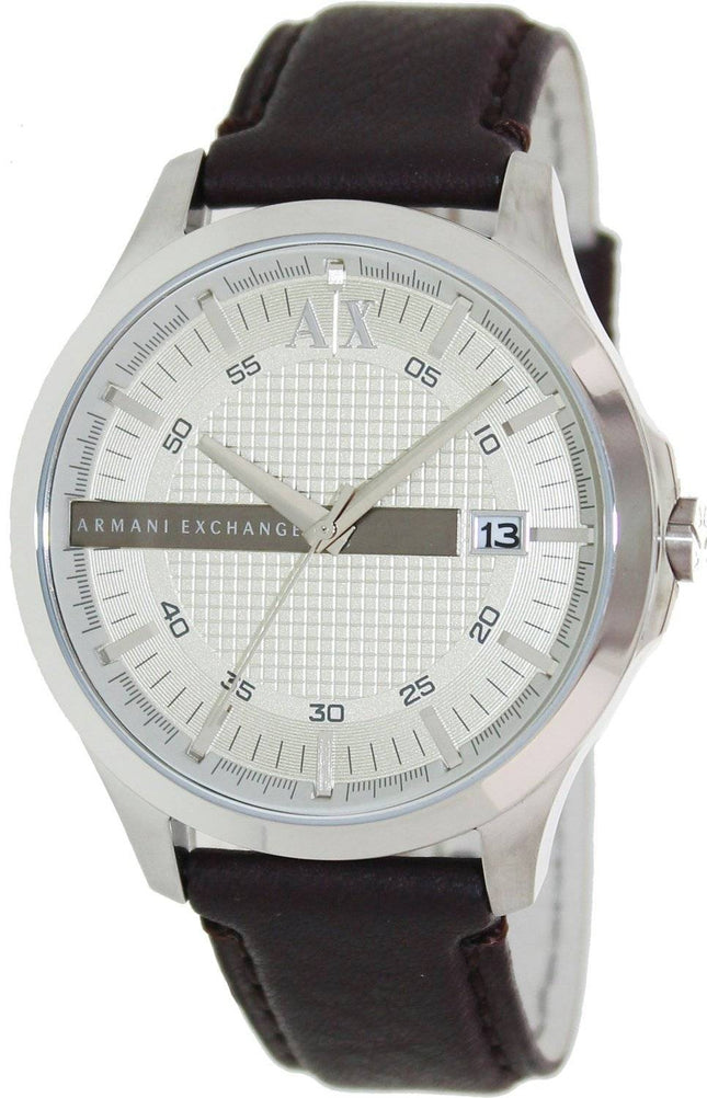 Armani Exchange sølv urskive læder rem AX2100 Herreur