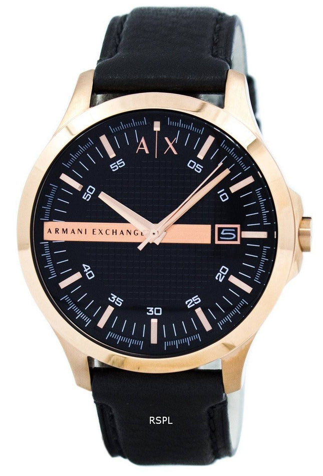 Armani Exchange steg guld sort urskive læder rem AX2129 Herreur
