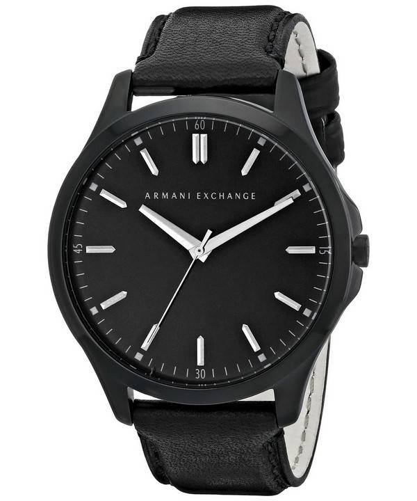 Armani Exchange Quartz Black Dial sort læder rem AX2148 Herreur