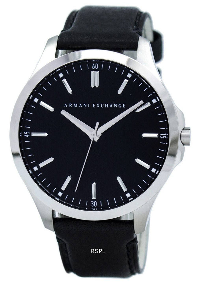 Armani Exchange Quartz Black Dial sort læder rem AX2149 Herreur
