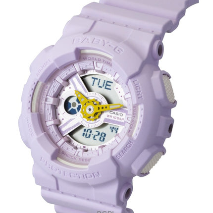 Casio Baby-G analog digital harpiksrem lilla urskive kvarts BA-110AH-6A 100M dameur