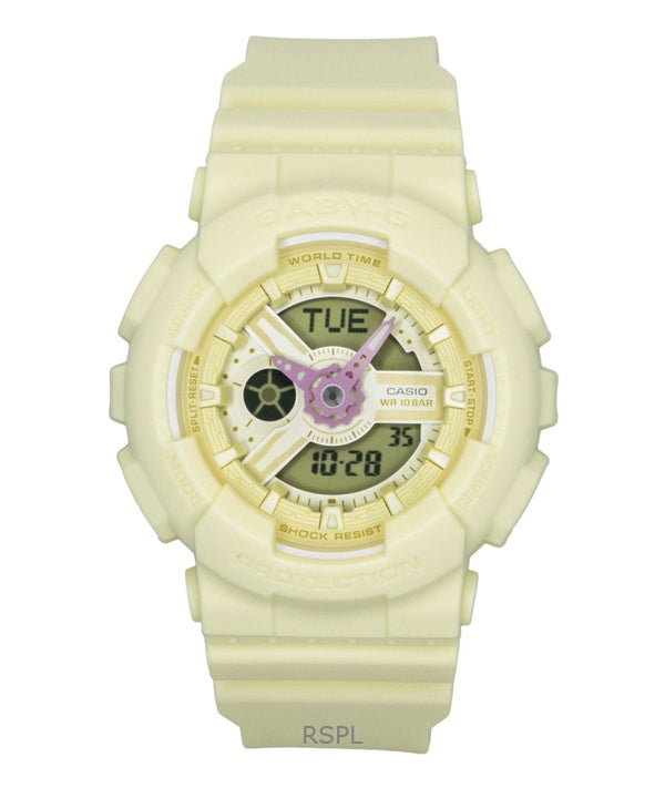 Casio Baby-G analog digital harpiksrem gul urskive kvarts BA-110AH-9A 100M dameur