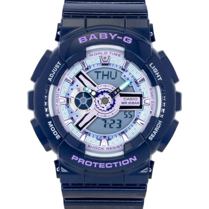 Casio Baby-G analog digital harpiksrem blå urskive kvarts BA-110MC-2A 100M dameur