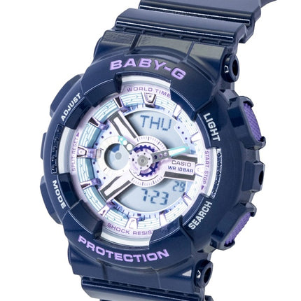 Casio Baby-G analog digital harpiksrem blå urskive kvarts BA-110MC-2A 100M dameur