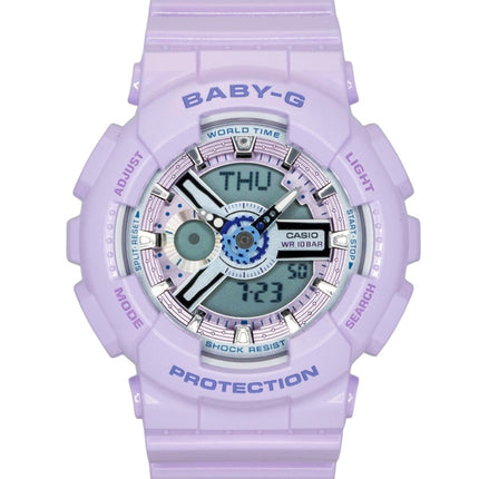 Casio Baby-G analog digital harpiksrem lilla urskive kvarts BA-110MC-6A 100M dameur
