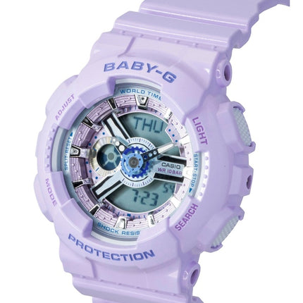 Casio Baby-G analog digital harpiksrem lilla urskive kvarts BA-110MC-6A 100M dameur