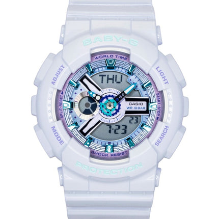 Casio Baby-G analog digital harpiksrem hvid urskive kvarts BA-110MC-7A 100M dameur