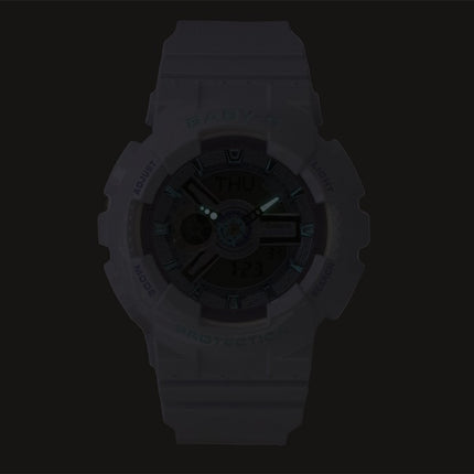Casio Baby-G analog digital harpiksrem hvid urskive kvarts BA-110MC-7A 100M dameur