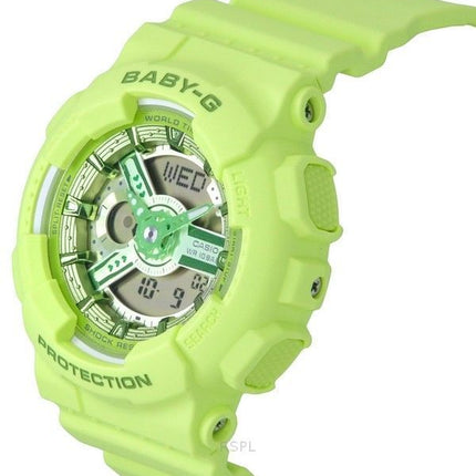 Casio Baby-G analog digital grøn harpiksrem Grøn skive Quartz BA-110YK-3A 100M dameur