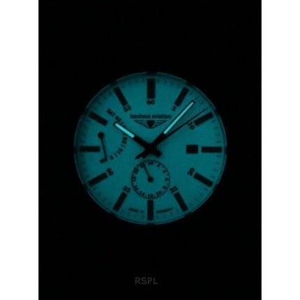 Bauhaus Aviation Læderrem Fuld Lysende Beige Urskive Automatisk 28605 100M herreur