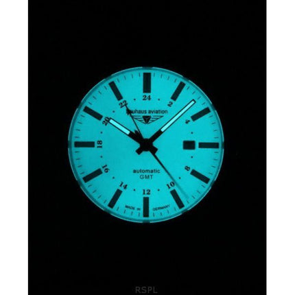 Bauhaus Aviation GMT Læderrem Fuld Lysende Beige Urskive Automatisk 28685 100M herreur