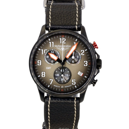 Bauhaus Aviation Chronograph Læderrem Brun Skive Quartz 28861 100M Herreur