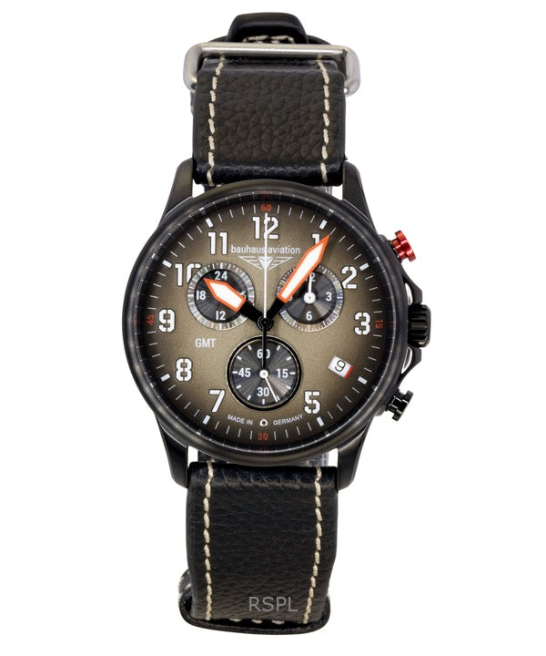 Bauhaus Aviation Chronograph Læderrem Brun Skive Quartz 28861 100M Herreur