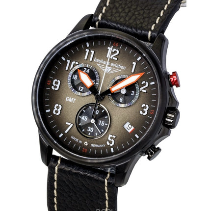 Bauhaus Aviation Chronograph Læderrem Brun Skive Quartz 28861 100M Herreur