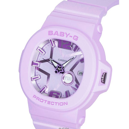 Casio Baby-G analog harpiksrem lilla urskive kvarts BGA-10D-6A 100M dameur