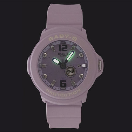 Casio Baby-G Plus analog harpiks lilla urskive quartz BGA-15K-6A 100M dameur med konvertibel holder