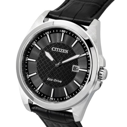 Citizen Eco-Drive sort læderrem sort urskive Solar BM7108-14E 100M herreur