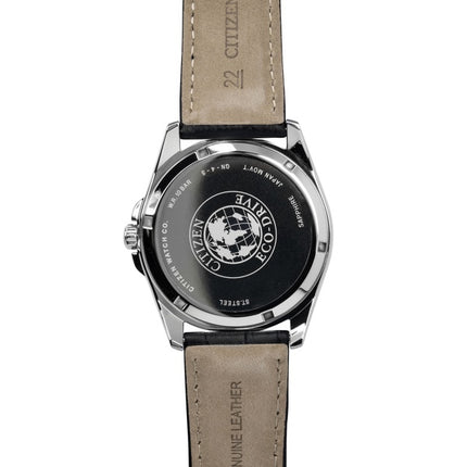 Citizen Eco-Drive sort læderrem sort urskive Solar BM7108-14E 100M herreur