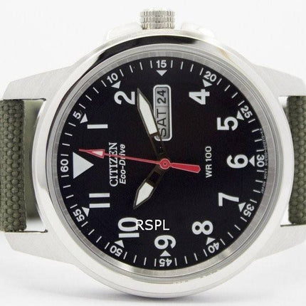 Citizen Eco-Drive grøn lærred bæltet 100M BM8180-03E Herreur