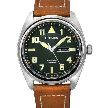 Citizen Eco-Drive Super Titanium læderrem Grøn skive BM8560-11X 100M herreur