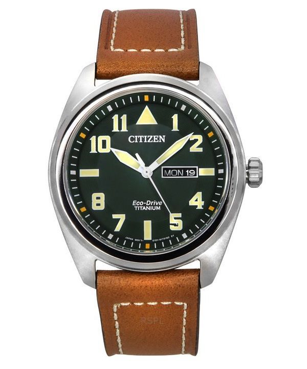 Citizen Eco-Drive Super Titanium læderrem Grøn skive BM8560-11X 100M herreur