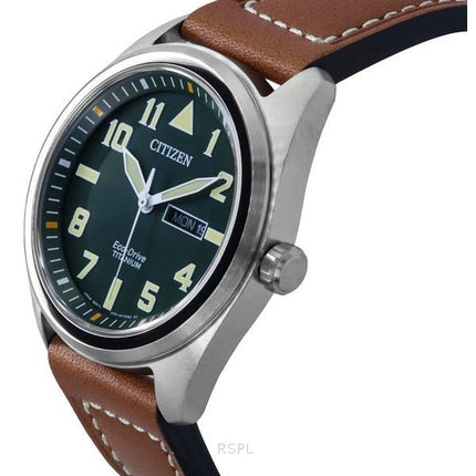 Citizen Eco-Drive Super Titanium læderrem Grøn skive BM8560-11X 100M herreur