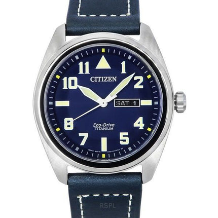 Citizen Eco-Drive Super Titanium blå læderrem Blue Dial BM8560-45L 100M herreur