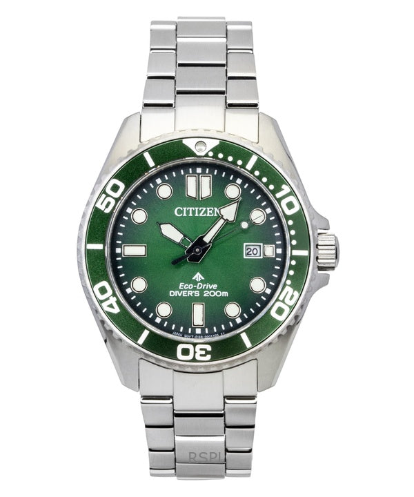 Citizen Promaster Marine rustfrit stål grøn urskive Eco-Drive dykkerur BN0269-50W 200M herreur