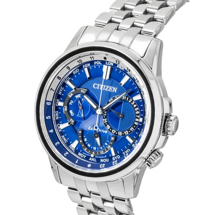 Citizen Calendrier World Time Rustfrit Stål Blå Skive Eco-Drive BU2021-51L 100M Herreur