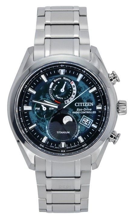 Citizen Radiostyret månefase Super Titanium Green Dial Eco-Drive BY1010-81X 100M herreur
