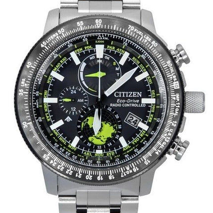 Citizen Promaster Geo Trekker rustfrit stål sort skive Eco-Drive BY3006-53E 200M mænds pilotur