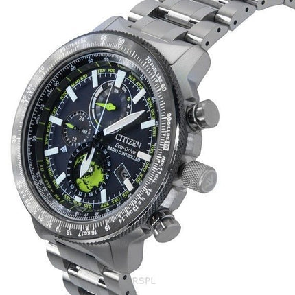 Citizen Promaster Geo Trekker rustfrit stål sort skive Eco-Drive BY3006-53E 200M mænds pilotur