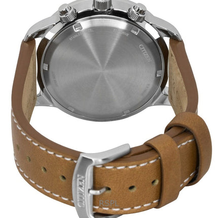 Citizen Eco-Drive Aviator Chronograph læderrem beige urskive CA0880-15X 100M herreur