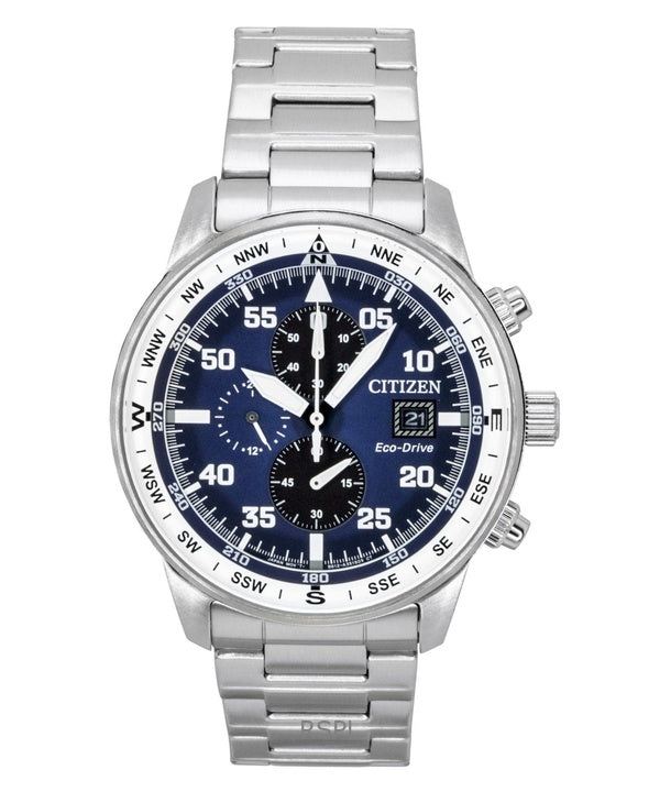 Citizen Eco-Drive Aviator Chronograph Rustfrit Stål Blå Skive CA0880-58L 100M Herreur