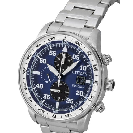 Citizen Eco-Drive Aviator Chronograph Rustfrit Stål Blå Skive CA0880-58L 100M Herreur