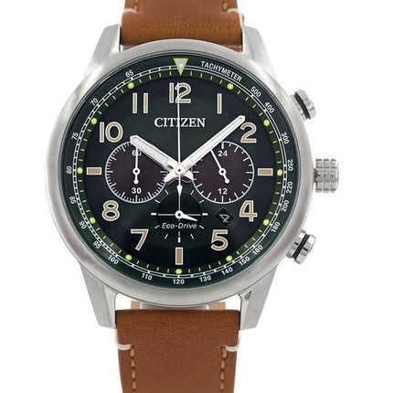 Citizen Eco-Drive Chronograph læderrem Grøn skive CA4420-21X 100M herreur