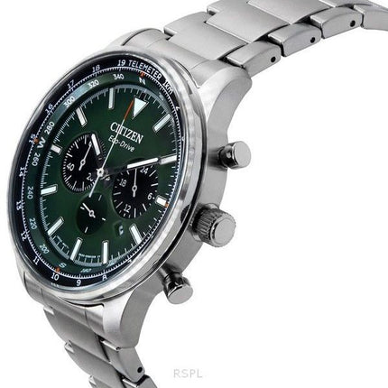 Citizen Eco-Drive kronograf rustfrit stål grøn skive CA4500-91X 100M herreur