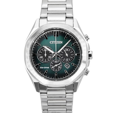 Citizen Eco-Drive kronograf rustfrit stål grøn urskive CA4590-81X 100M herreur